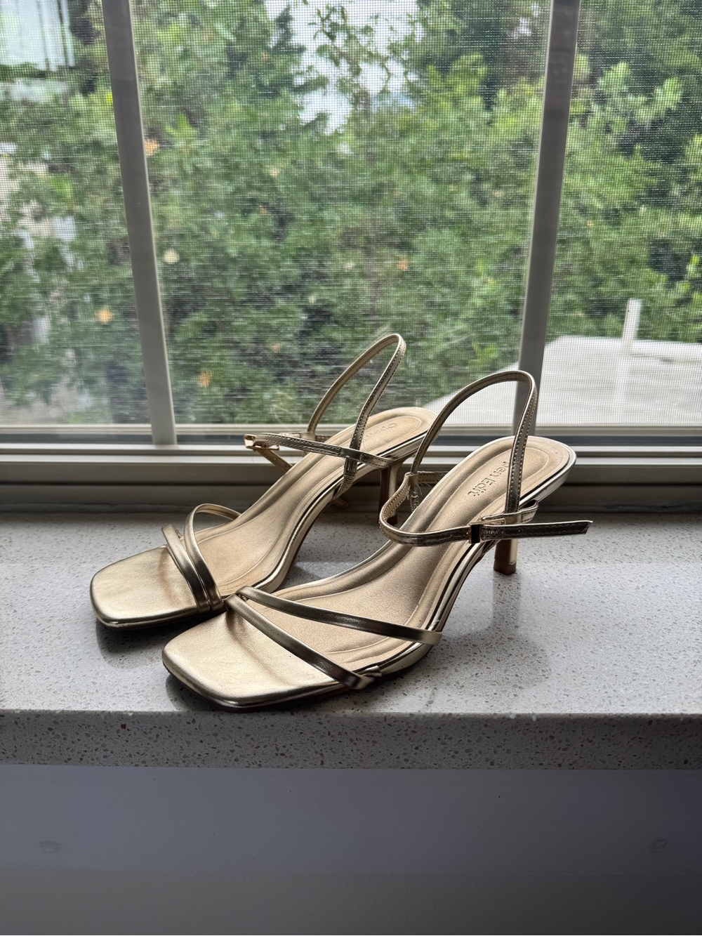 Metallic Gold Strappy Slingback Heels